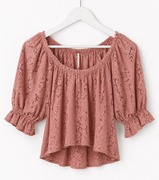 Free People Lace Off-Shoulder Blouse Size Small