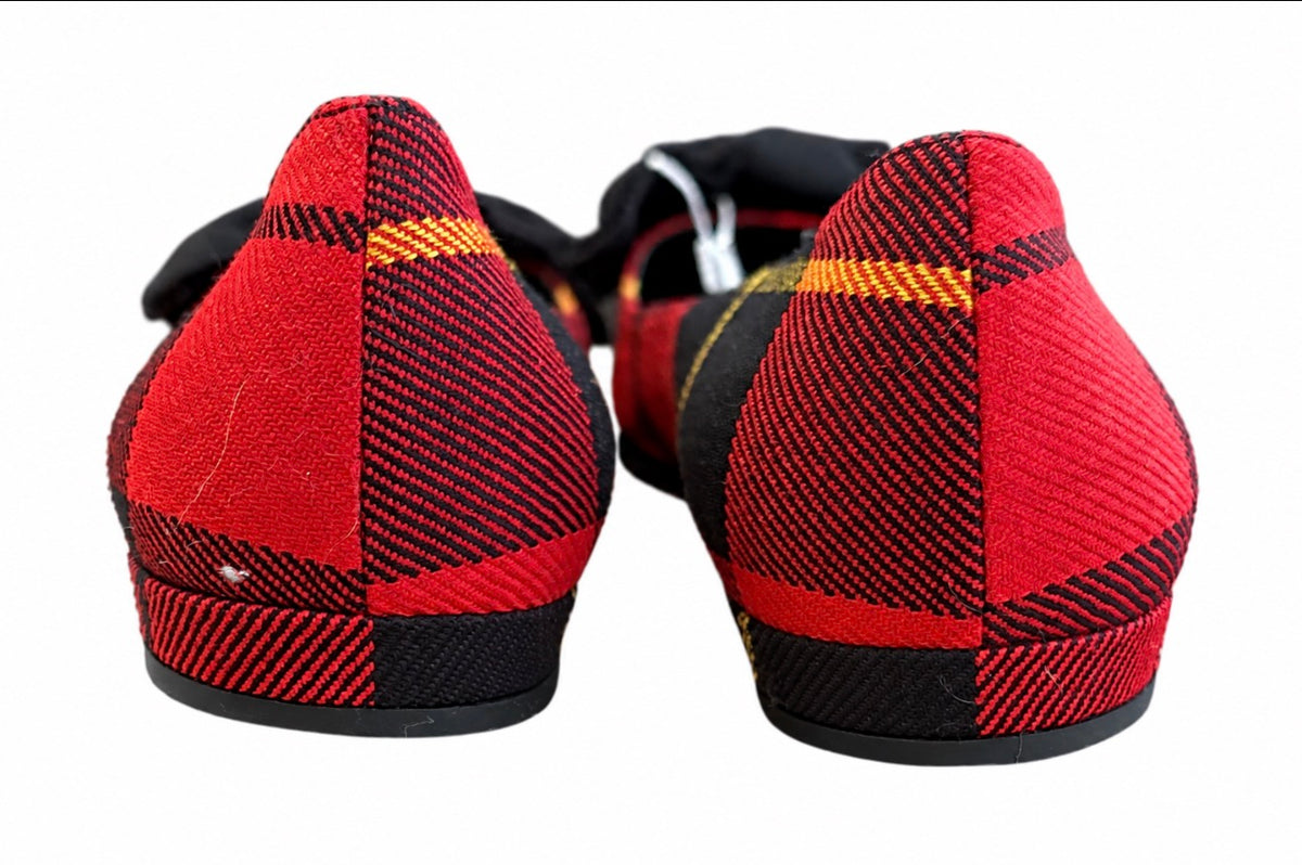 Prada Tartan Bow Ballet Flats Size 6-6.5