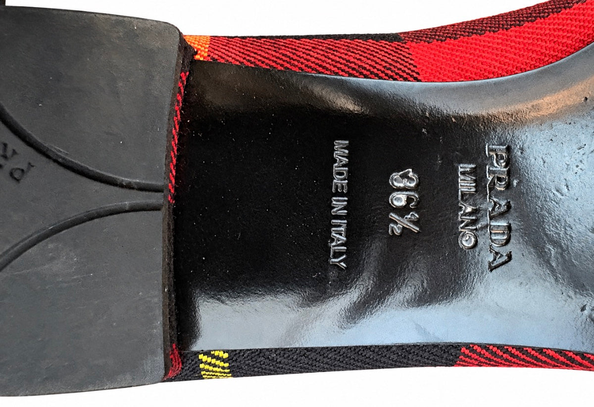 Prada Tartan Bow Ballet Flats Size 6-6.5
