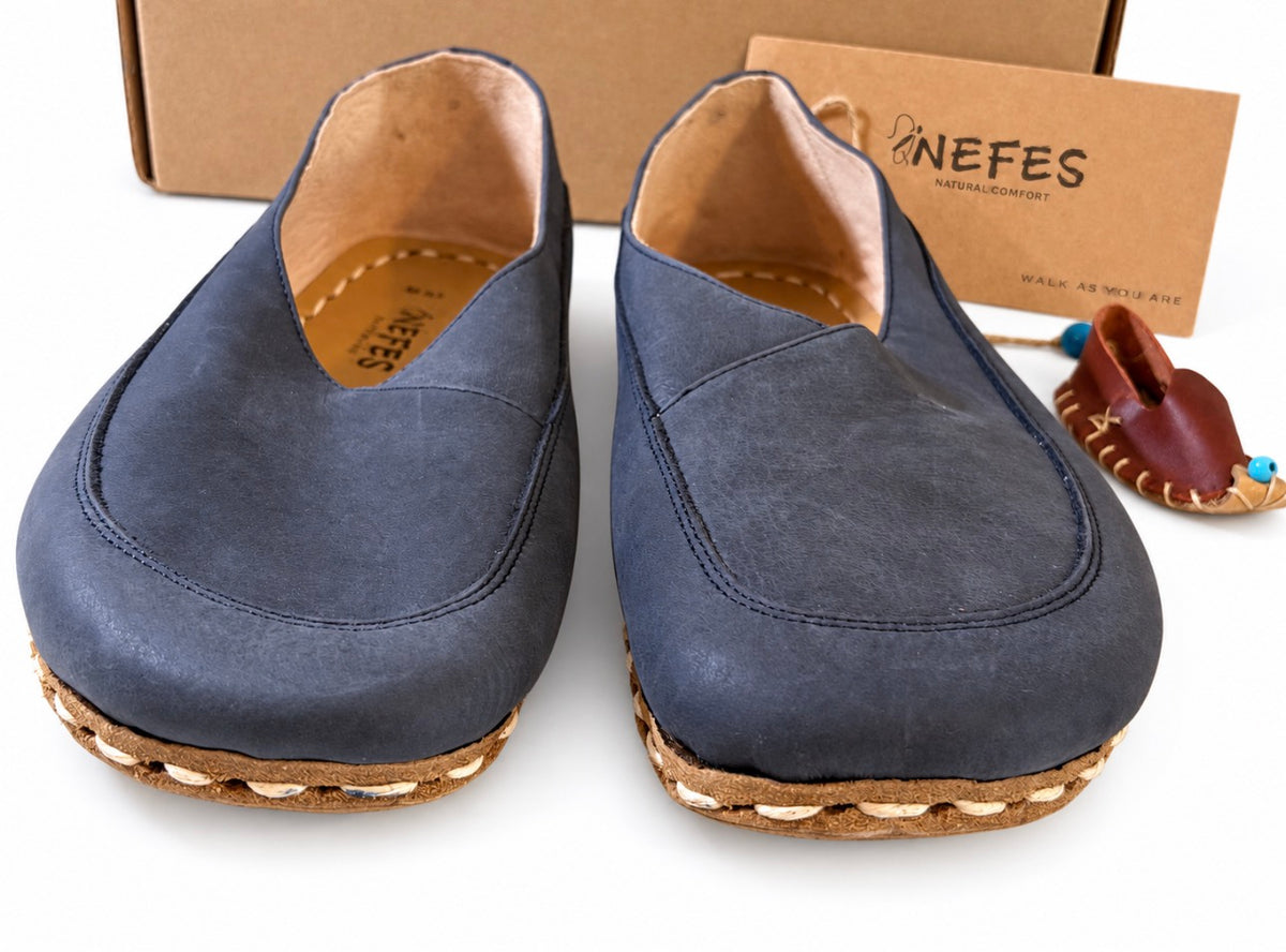 NEFES Handmade Blue Slip-On Shoes Size 9.5