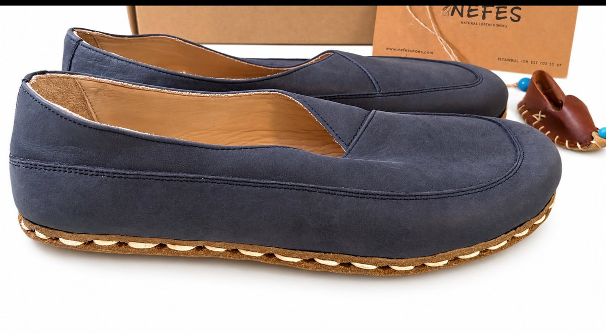 NEFES Handmade Blue Slip-On Shoes Size 9.5