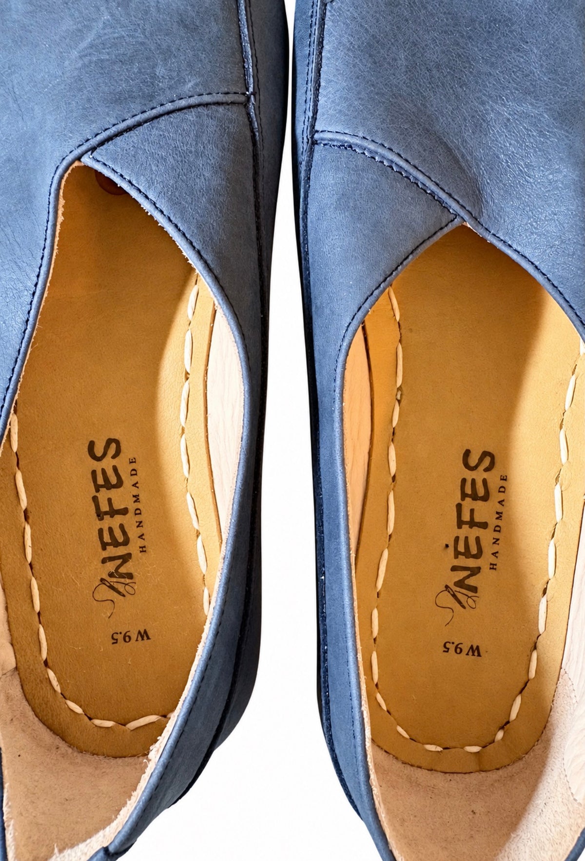 NEFES Handmade Blue Slip-On Shoes Size 9.5