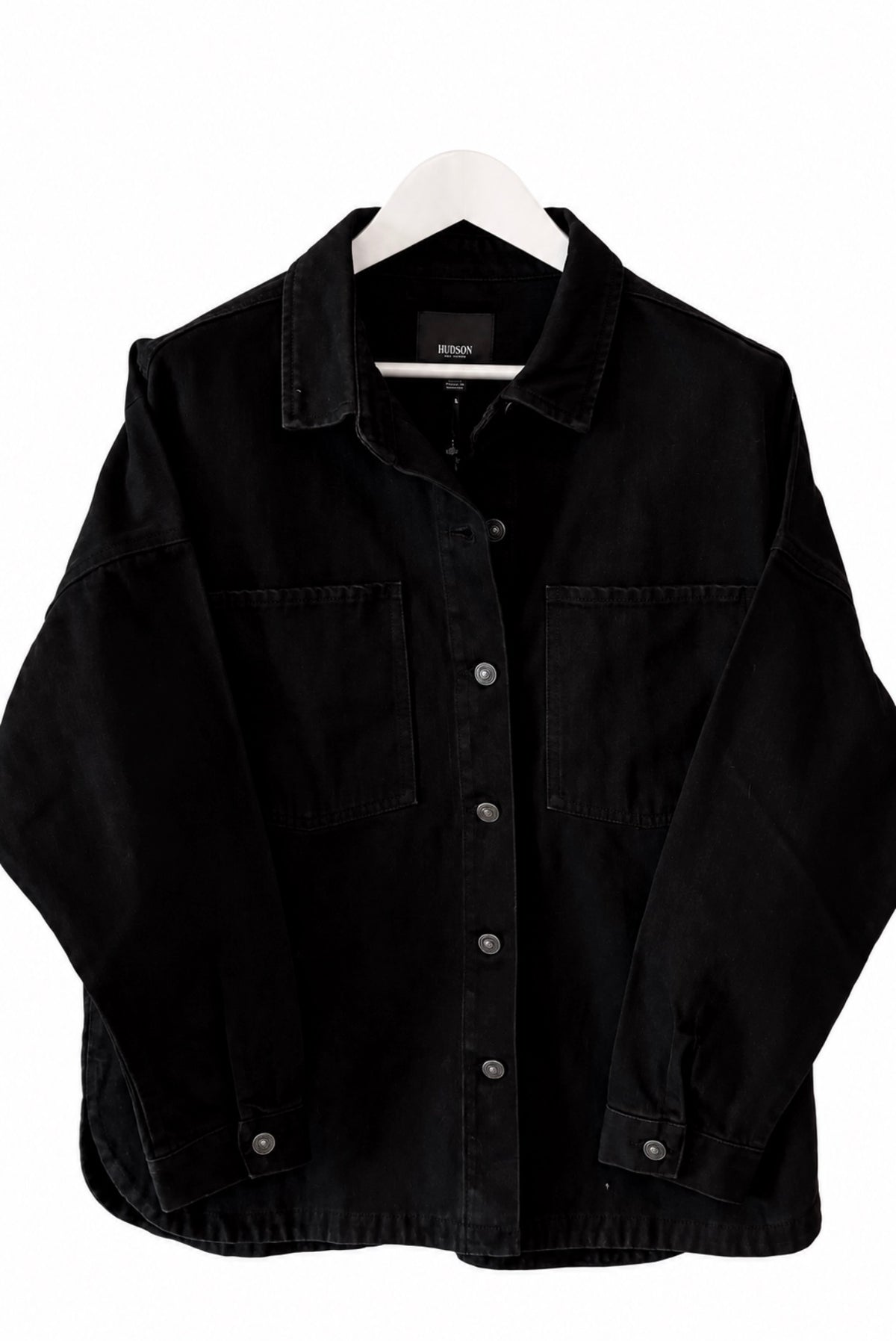 Hudson Los Angeles Black Cotton Button-Front ShIrt L