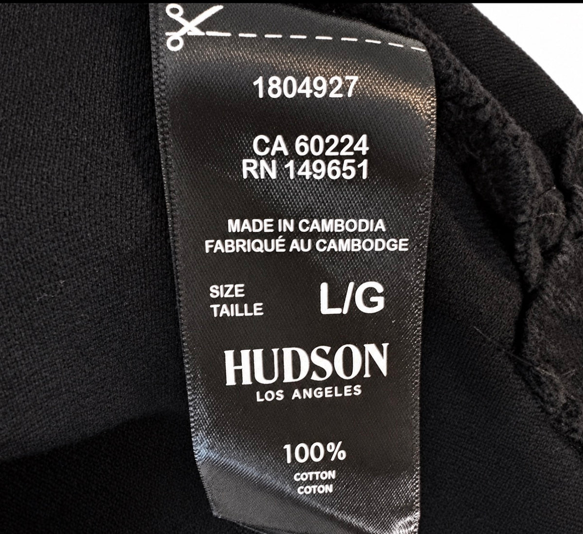 Hudson Los Angeles Black Cotton Button-Front ShIrt L