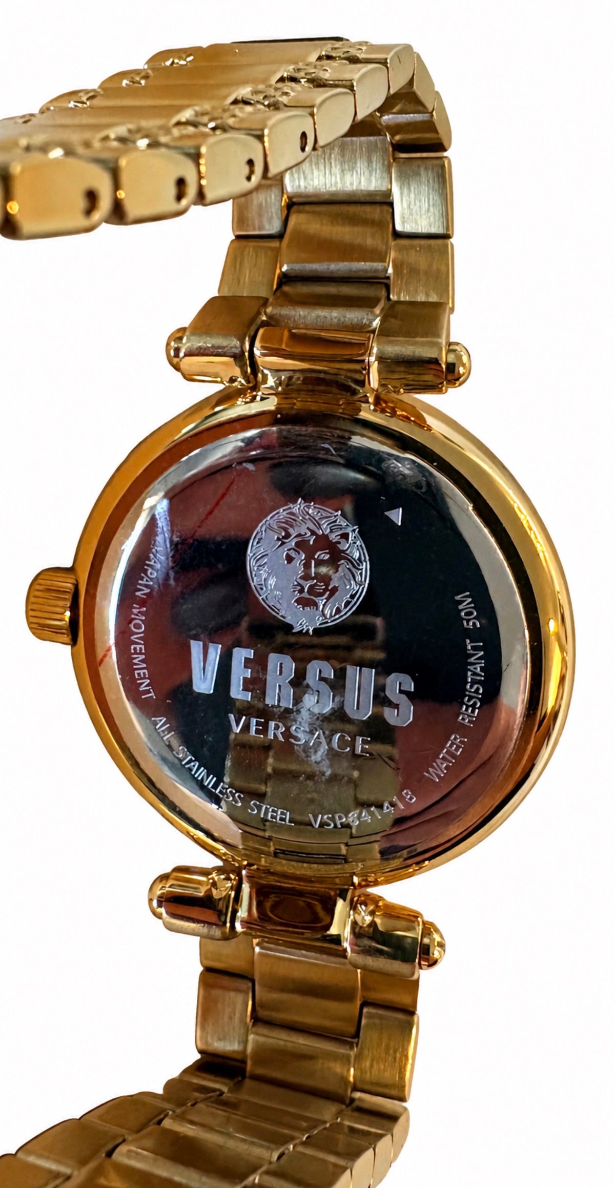 Versace Versus Gold-Tone Lion Head Watch with Crystal Bezel