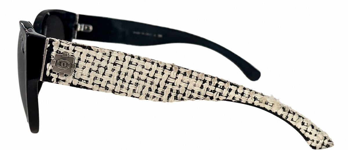 Chanel 5237 Black Acetate & Tweed Sunglasses with Case