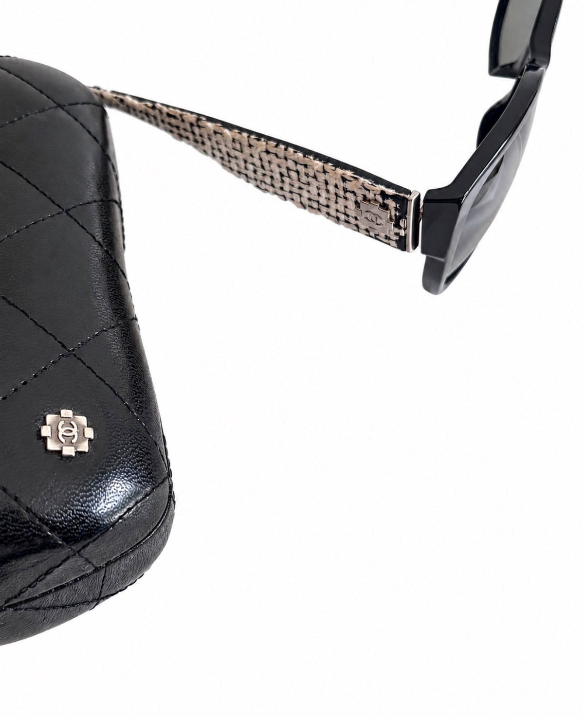 Chanel 5237 Black Acetate & Tweed Sunglasses with Case