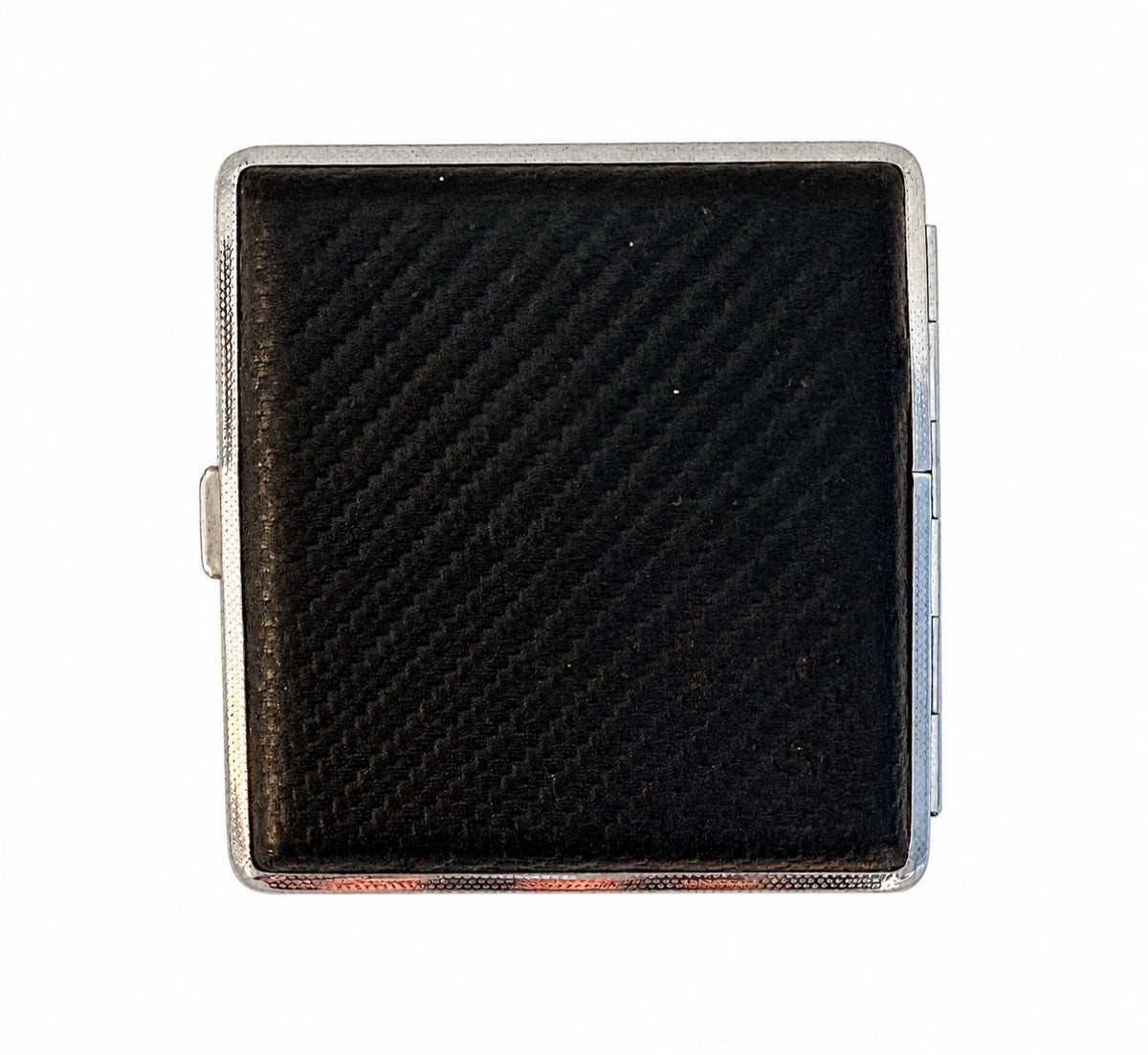 Black Textured Card Case — Silver-Tone Trim
