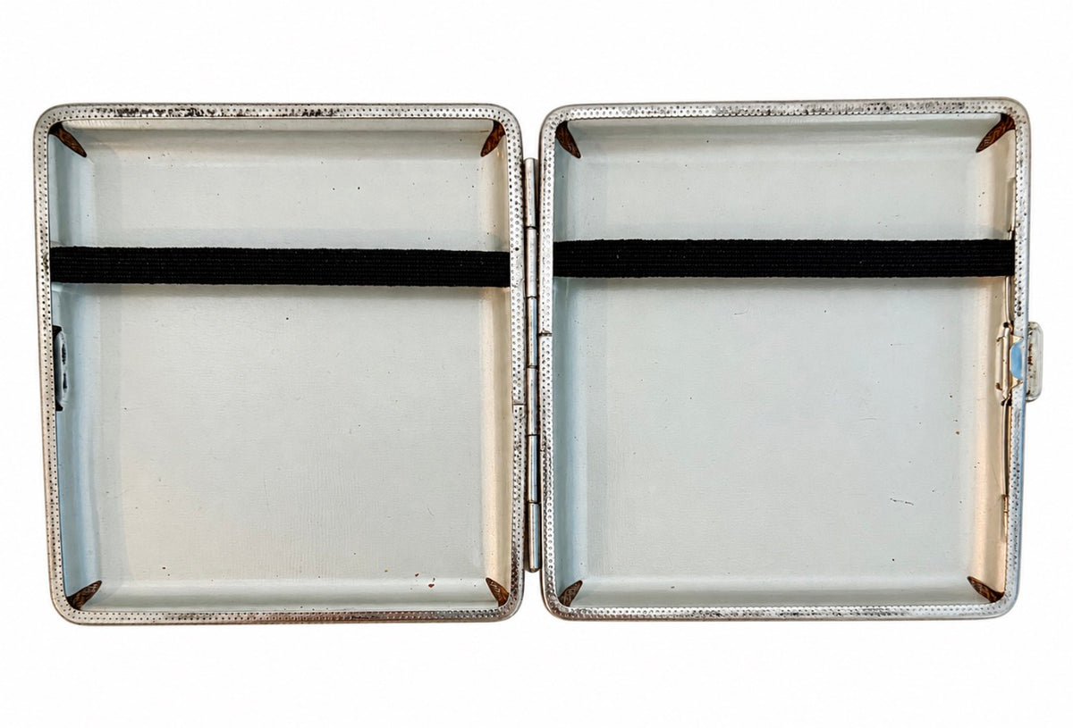 Black Textured Card Case — Silver-Tone Trim