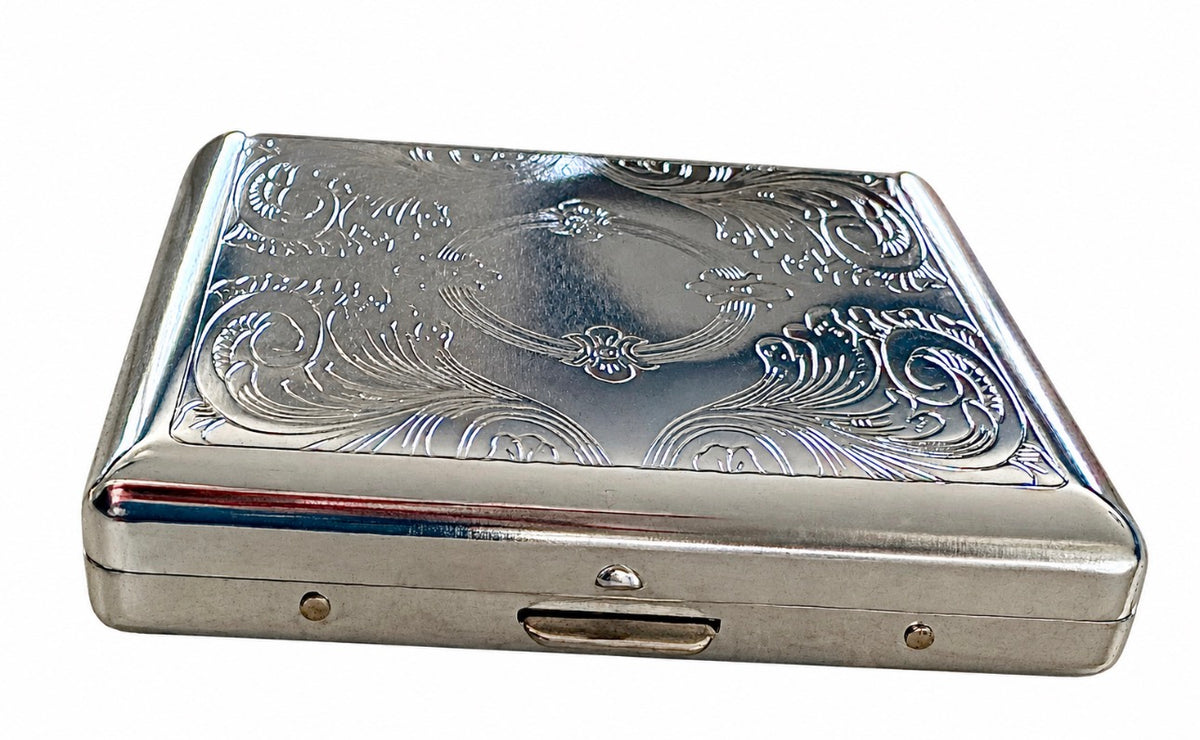 Ornate Silver-Tone Card Case