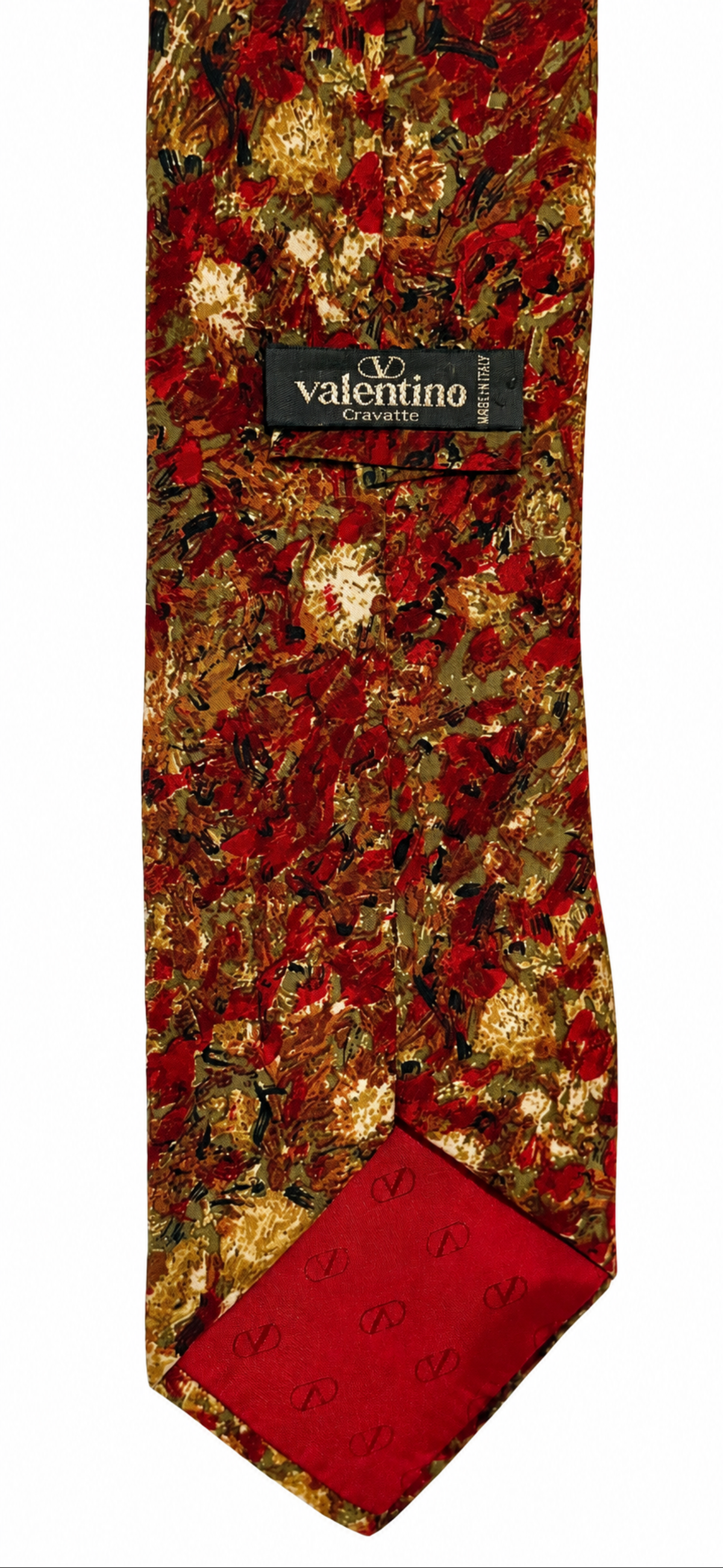 Valentino Cravatte Burgundy Floral Silk Tie