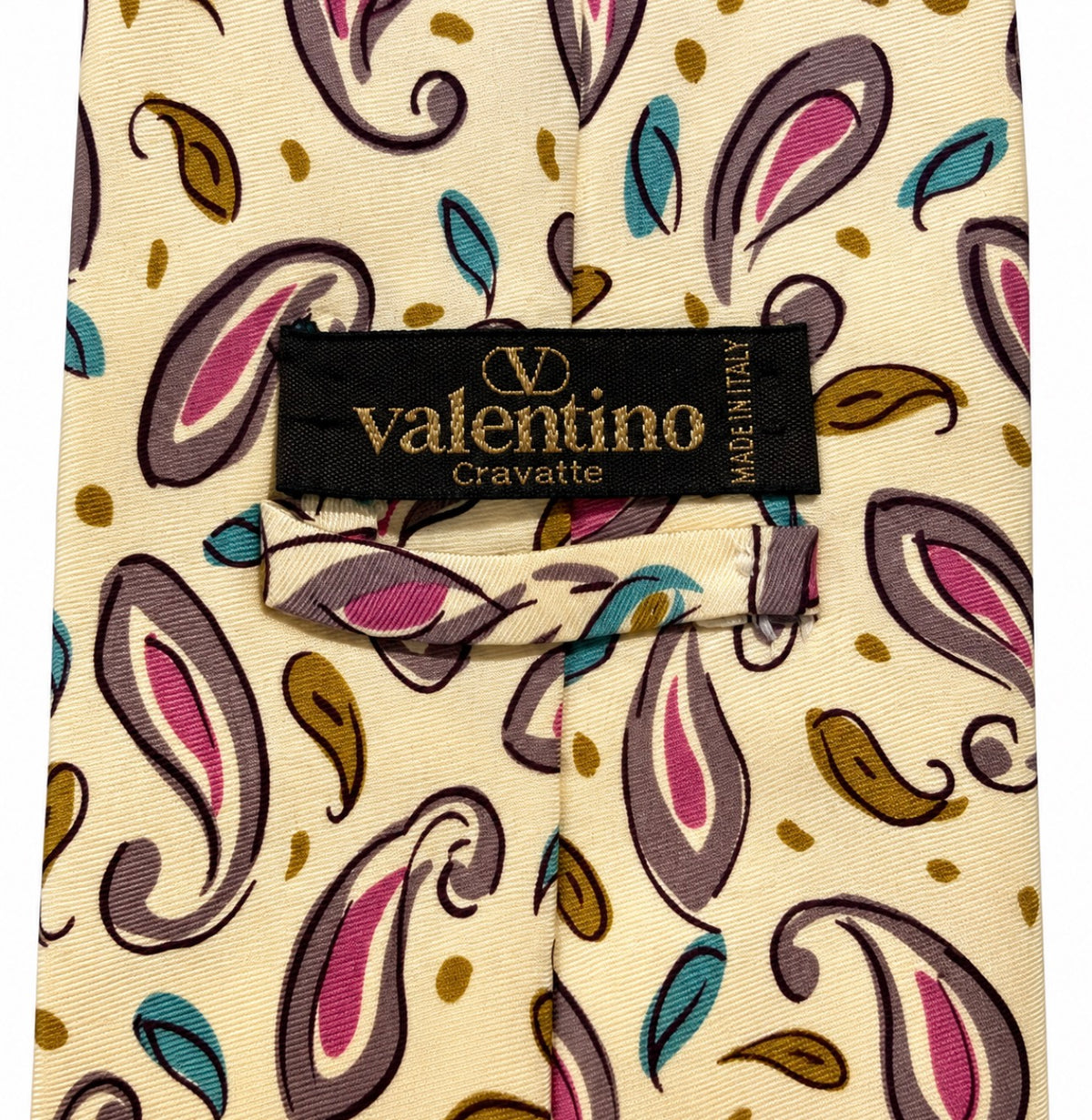 Valentino Cravatte Cream Paisley Silk Tie
