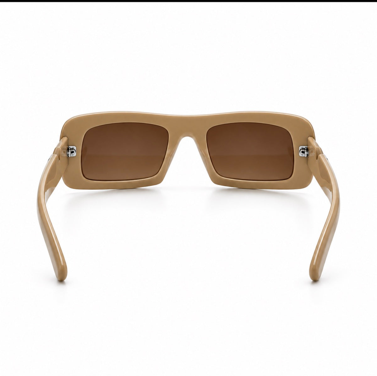 Valentino Oversized Cream Sunglasses with Silver V Detail