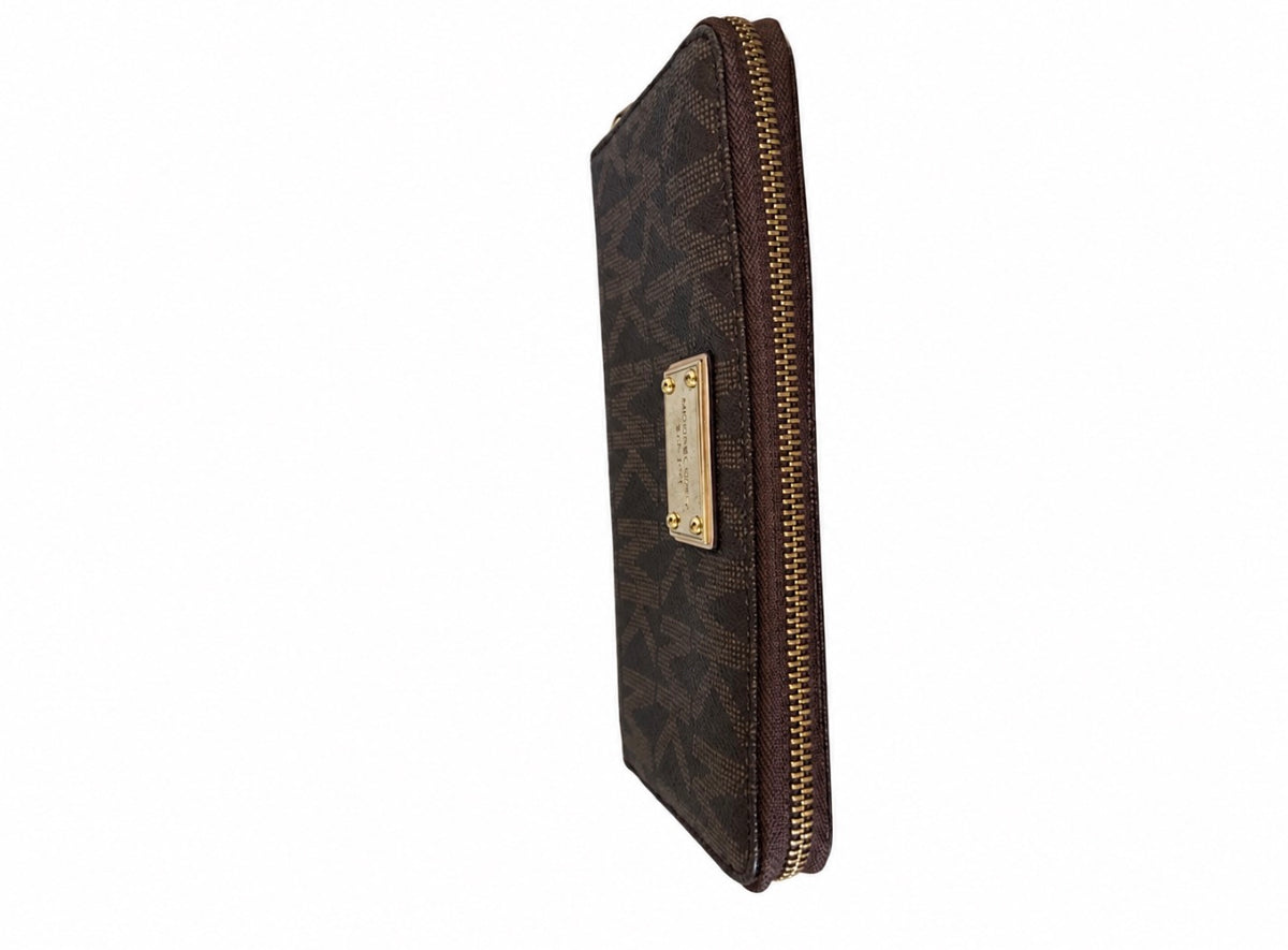 Michael Kors Signature Zip-Around Wallet — Brown