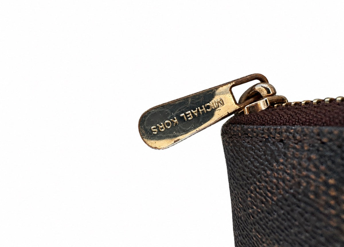 Michael Kors Signature Zip-Around Wallet — Brown