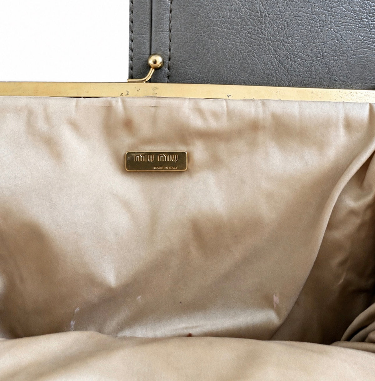 Miu Miu Ivory Matelassé Frame Clutch with Chain Strap